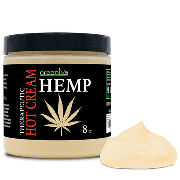 Greenive Hemp Hot Cream Massage Lotion Soothing And Moisturizing Joints, Muslces, And Wraps For Skin Tightning (8 Oz Jar)