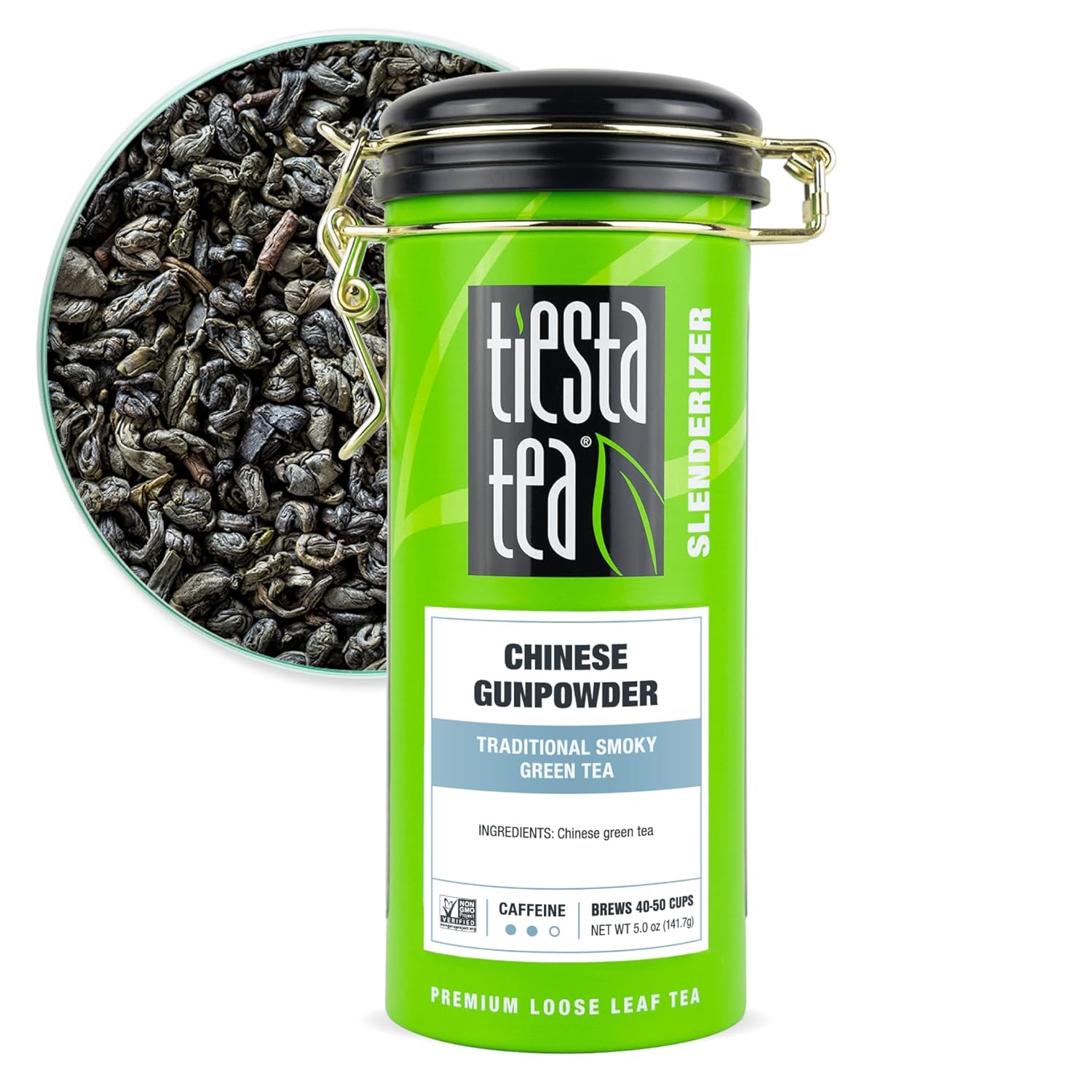 Tiesta Tea - Chinese Gunpowder, Traditional Smoky Green Tea, Premium Aromatic Loose Leaf Tea, Medium Caffeinated, 50 Cups - 5 Ounce Refillable Tin