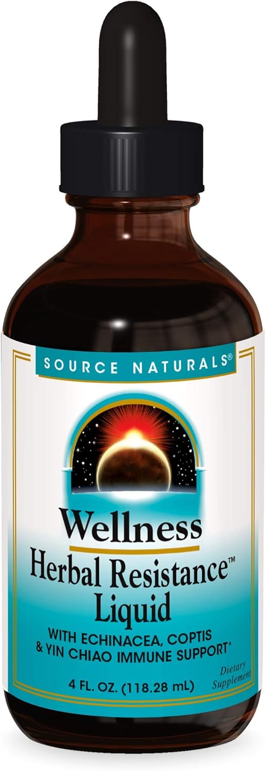 Source Naturals Wellness Herbal Resistance Liq Immune Defense Supplement & Immunity Booster with Echinacea, Elderberry & Yin Chiao -