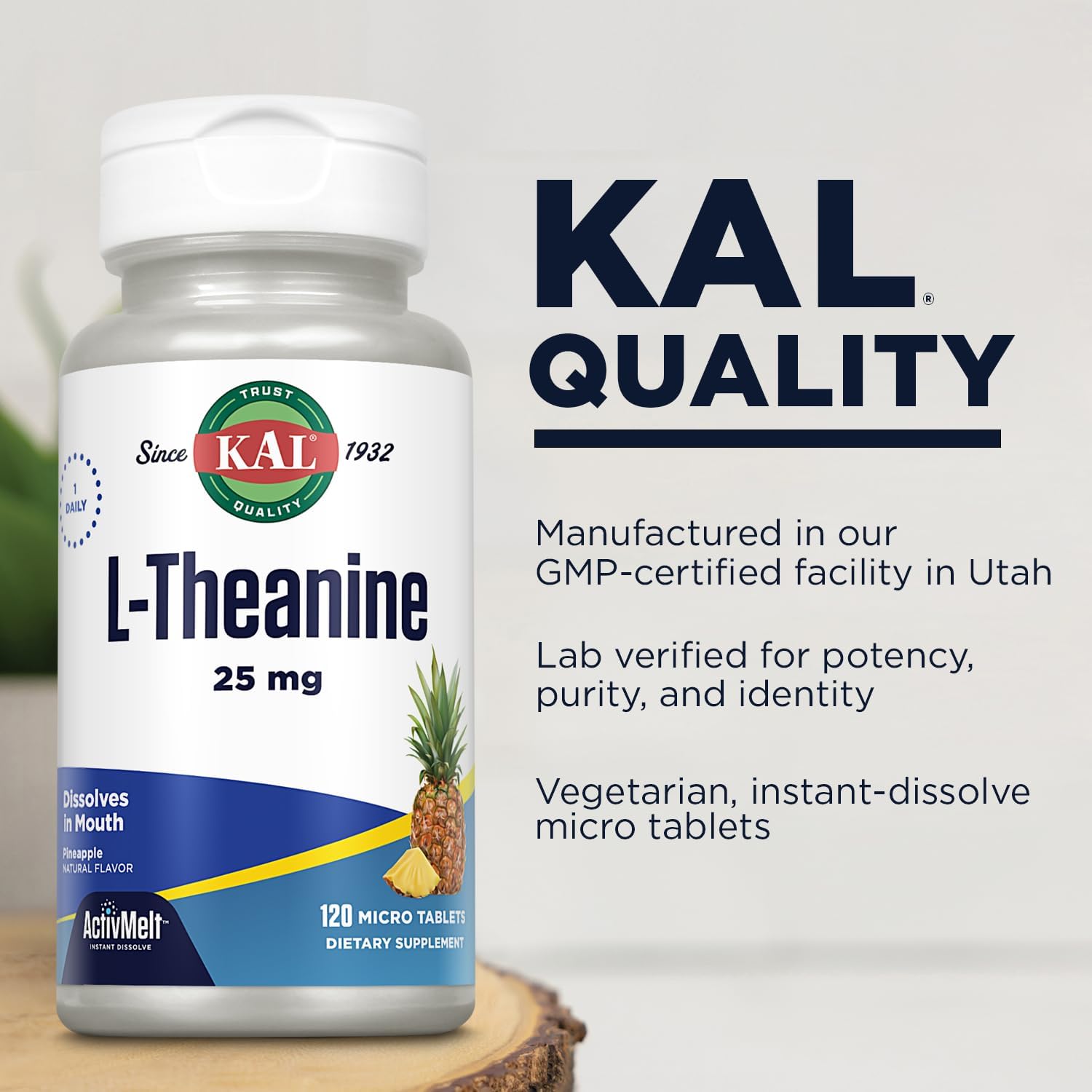 KAL L Theanine 25 mg ActivMelt - Relaxation, Stress, Mood and Focus Su