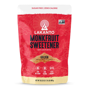 Lakanto Golden Monk Fruit Sweetener with Erythritol - Raw Cane Sugar Substitute, Zero Calorie, Keto Diet Friendly, Zero Net Carbs, Baking, Extract, Sugar Replacement (Golden - 1.76 lb)