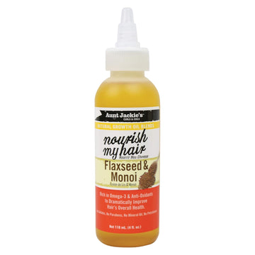 Aunt Jackie'S Natural Growth Oil Blends Nourish My Hair - Flaxseed And Monoi, Improve Hair'S Overall Health, Rich In Omega-3 And Anti-Oxidants, 4 Oz