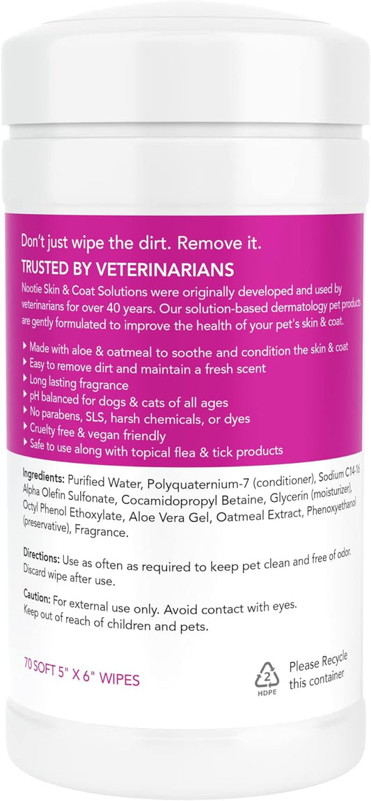 Nootie Waterless Shampoo Wipes for Dogs & Cats - Long Lasting Japanese Cherry Blossom Fragrance - Sold in Over 10,000 Vet Clinics and Pet Stores Worldwide, Made in USA - 70 Count