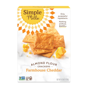 Simple Mills Almond Flour Crackers, Farmhouse Cheddar - Gluten Free, Healthy Snacks, 4.25 Ounce (Pack Of 1)