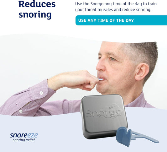 Snoreeze Snorgo - Throat Muscle Trainer - Daytime Anti-Snoring Device For Snoring Relief - Use With Mobile App To Stop Snoring