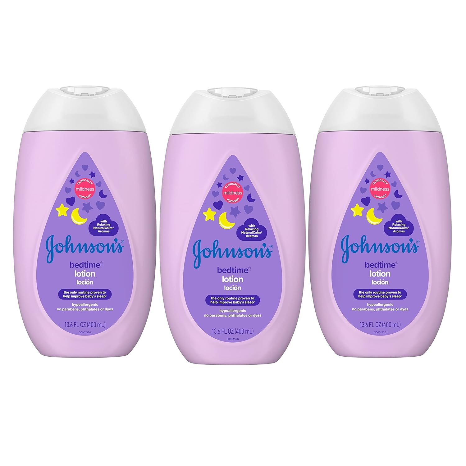 Johnson'S Moisturizing Bedtime Baby Lotion With Coconut Oil & Naturalcalm Aromas To Help Relax Baby, Hypoallergenic & Free Of Parabens, Phthalates & Dyes, Mild Baby Skin Care, 13.6 Fl. Oz X 3 Pack