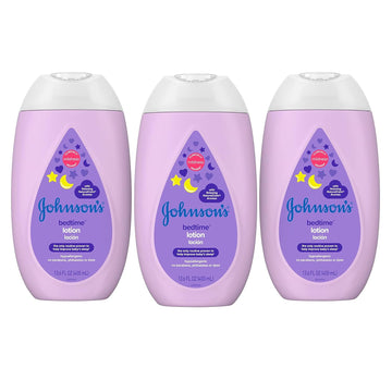 Johnson'S Moisturizing Bedtime Baby Lotion With Coconut Oil & Naturalcalm Aromas To Help Relax Baby, Hypoallergenic & Free Of Parabens, Phthalates & Dyes, Mild Baby Skin Care, 13.6 Fl. Oz X 3 Pack