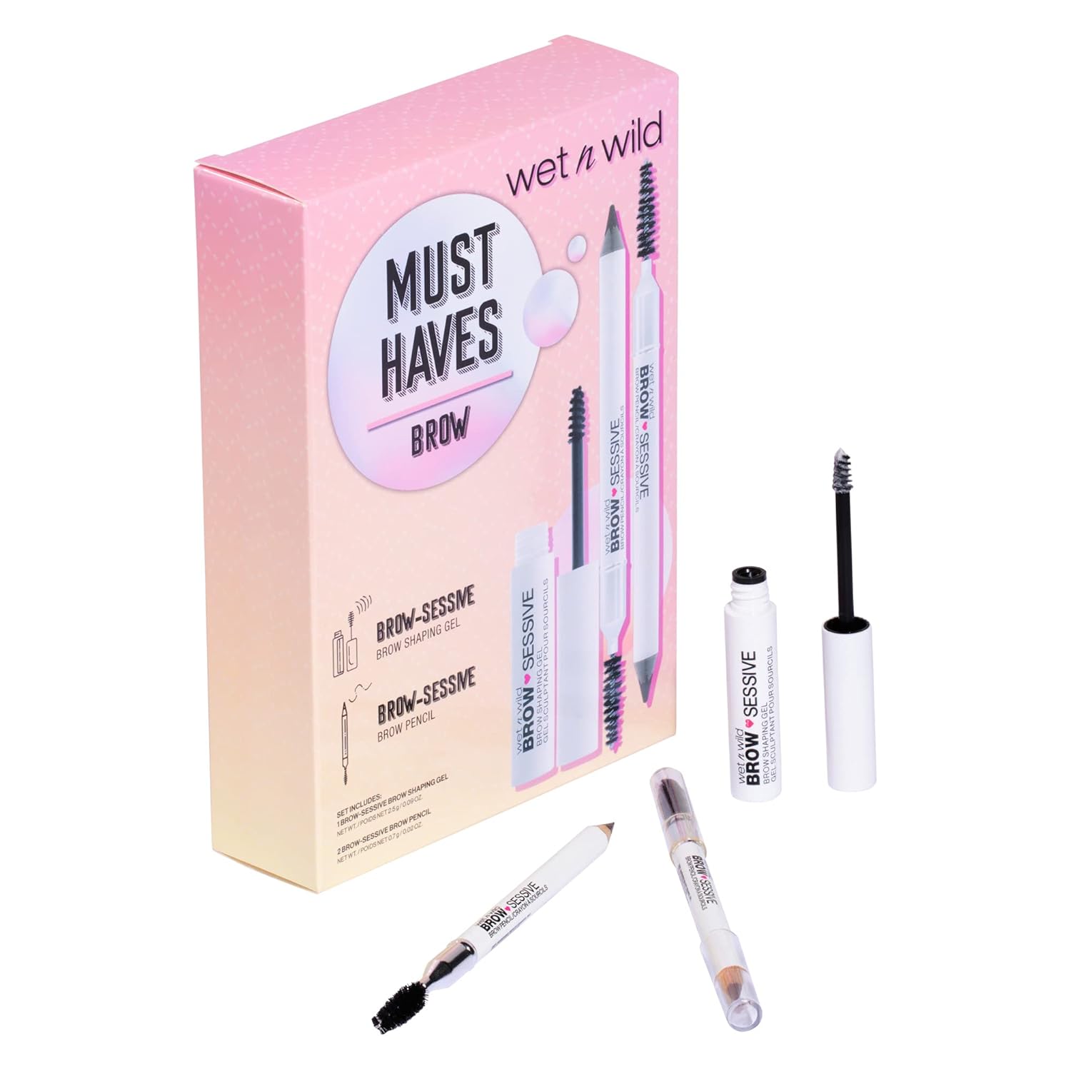 Wet N Wild Must-Have Brow Kit, Eyebrow Pencils, Spoolie Brush, Clear Brow Gel (1180440)