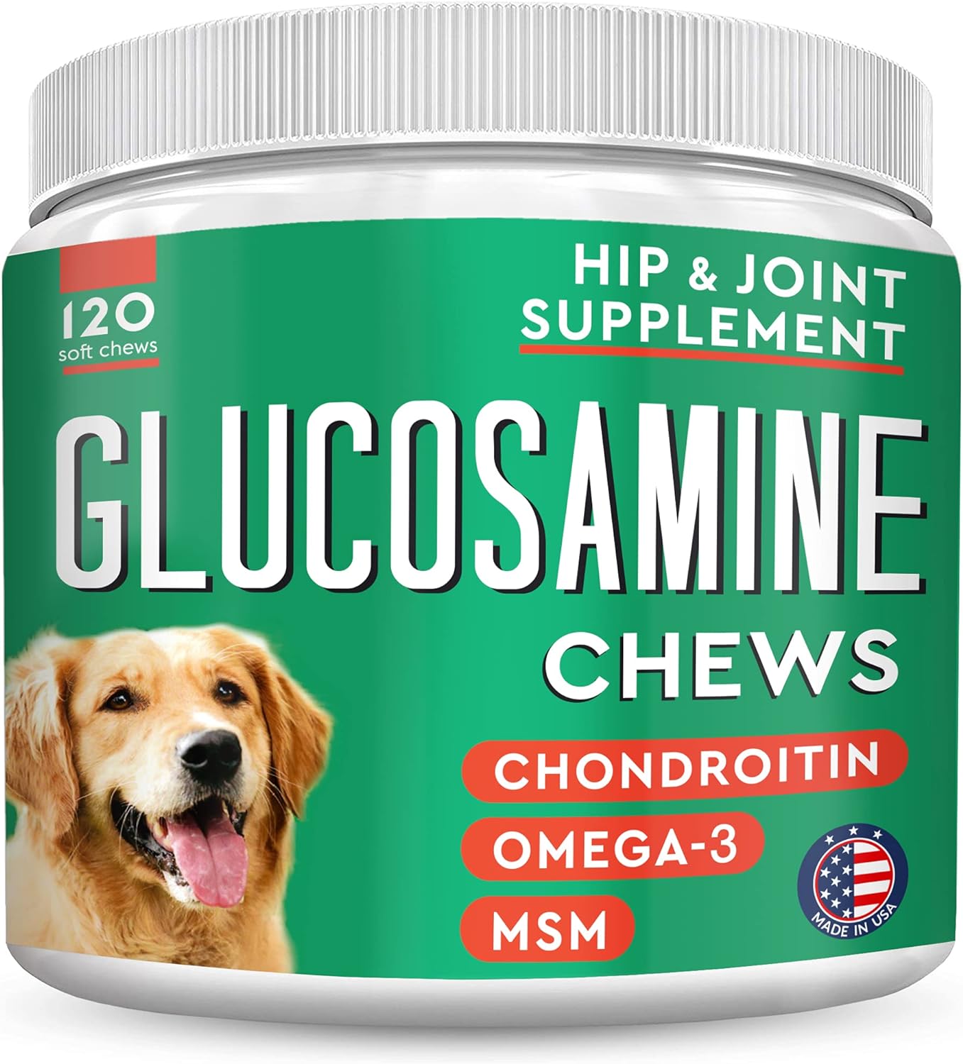 Glucosamine Dog Treats for Picky Eaters - Joint Supplement w/Chondroitin, MSM, Omega-3 - Joint Pain Relief - Advanced Formula - Chicken Flavor - Made in USA - 120 Ct : Pet Supplies