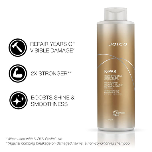 Joico K-Pak Daily Reconstructing Conditioner | For Damaged Hair | Restore Shine | Smooth & Detangle | Eliminate Static | With Keratin & Guajava Fruit Extract