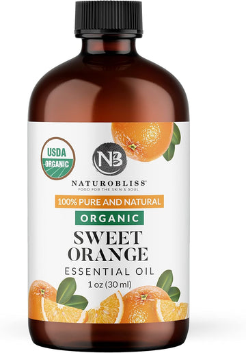 Naturobliss Organic Sweet Orange Essential Oil, 100% Pure Therapeutic Grade, Premium Quality Sweet Orange Oil, 1 Fl. Oz / 30 Ml - Perfect For Aromatherapy And Relaxation (Sweet Orange, 30Ml)