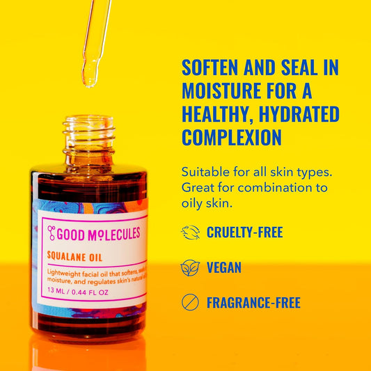 Good Molecules Squalane Oil - Moisturizer For Face, Skin, And Hair, Plumping, Firming, Anti-Aging - Skincare For Face To Hydrate And Calm The Skin