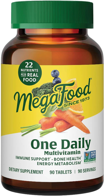 Megafood One Daily Multivitamin - Multivitamin For Women And Men - With Real Food - Immune Support Supplement - Vitamin C & Vitamin B - Bone Health - Energy Metabolism - Vegetarian, Non-Gmo - 90 Tabs