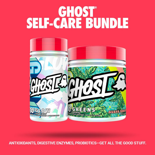 Ghost Bundles - Greens Superfood Powder (Guava Berry) & Glow Capsules Beauty And Detox Support