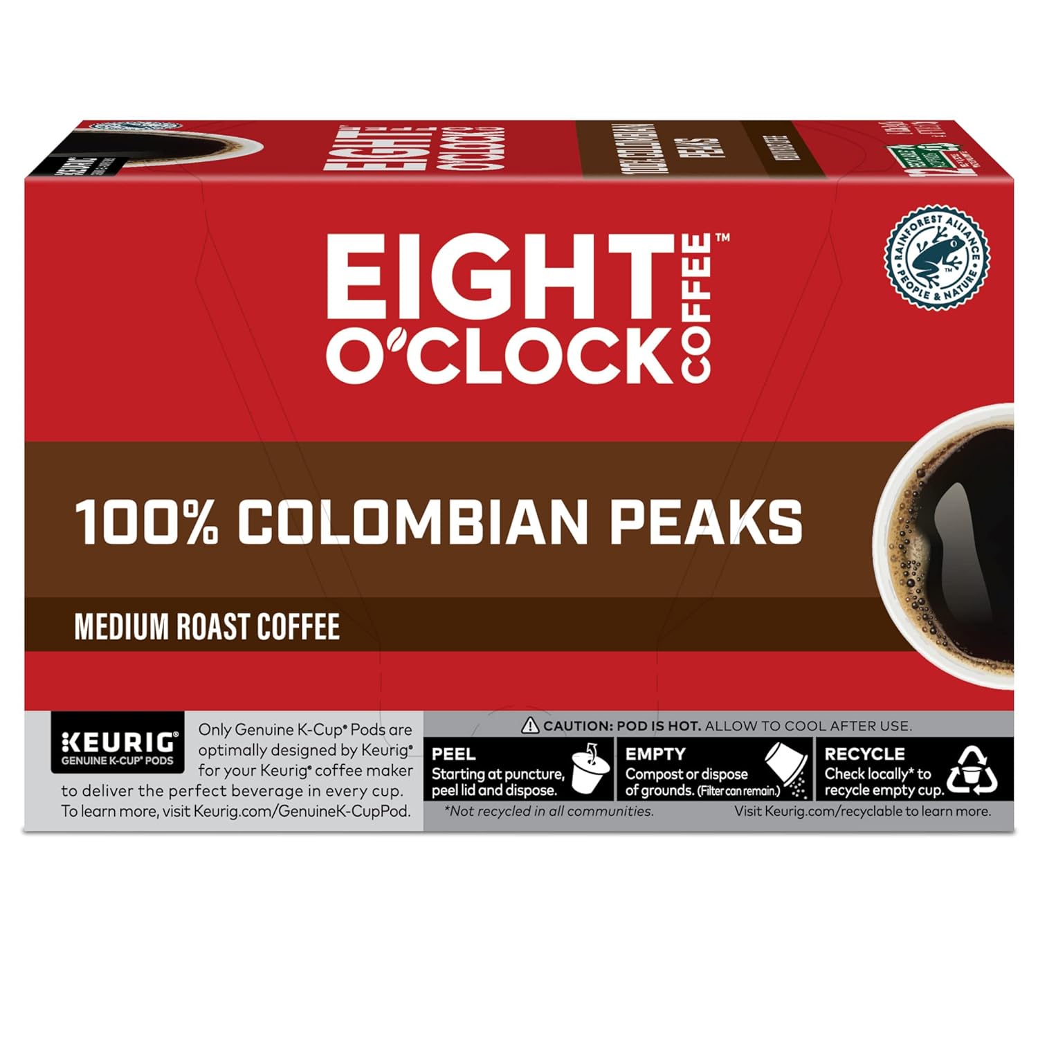 Eight O'Clock Coffee Colombian Peaks, Keurig Single Serve K-Cup Pods, Medium Roast, 12 count, pack of 6 : Everything Else