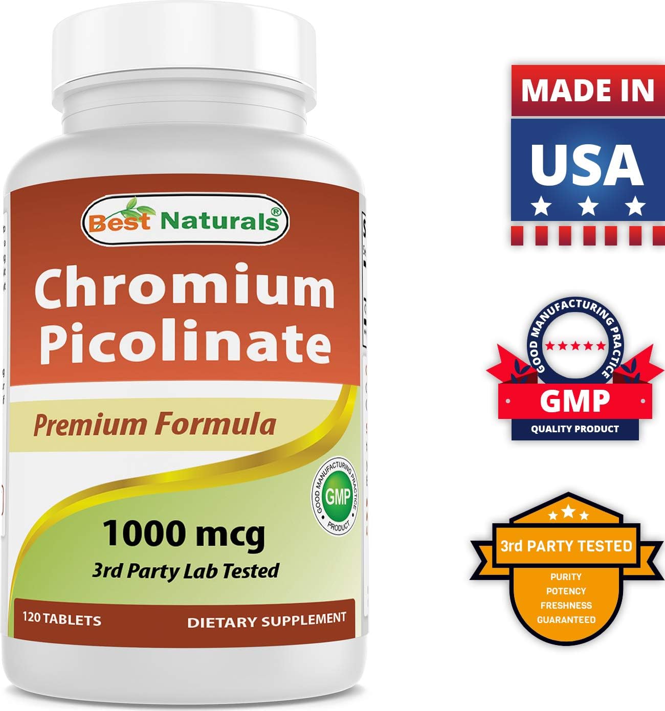 Best Naturals Chromium Picolinate 1000 mcg 120 Tablets : Health & Household