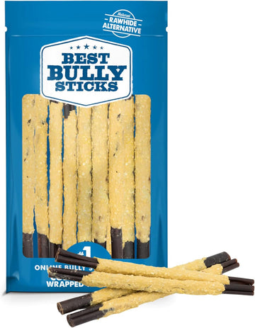 Best Bully Sticks All Natural Cheese Wrapped Beef Collagen Sticks - 12 Inch 12 Pack - Long Lasting Limited Ingredient Dog Chew - Supports Healthy Joints, Skin & Coat