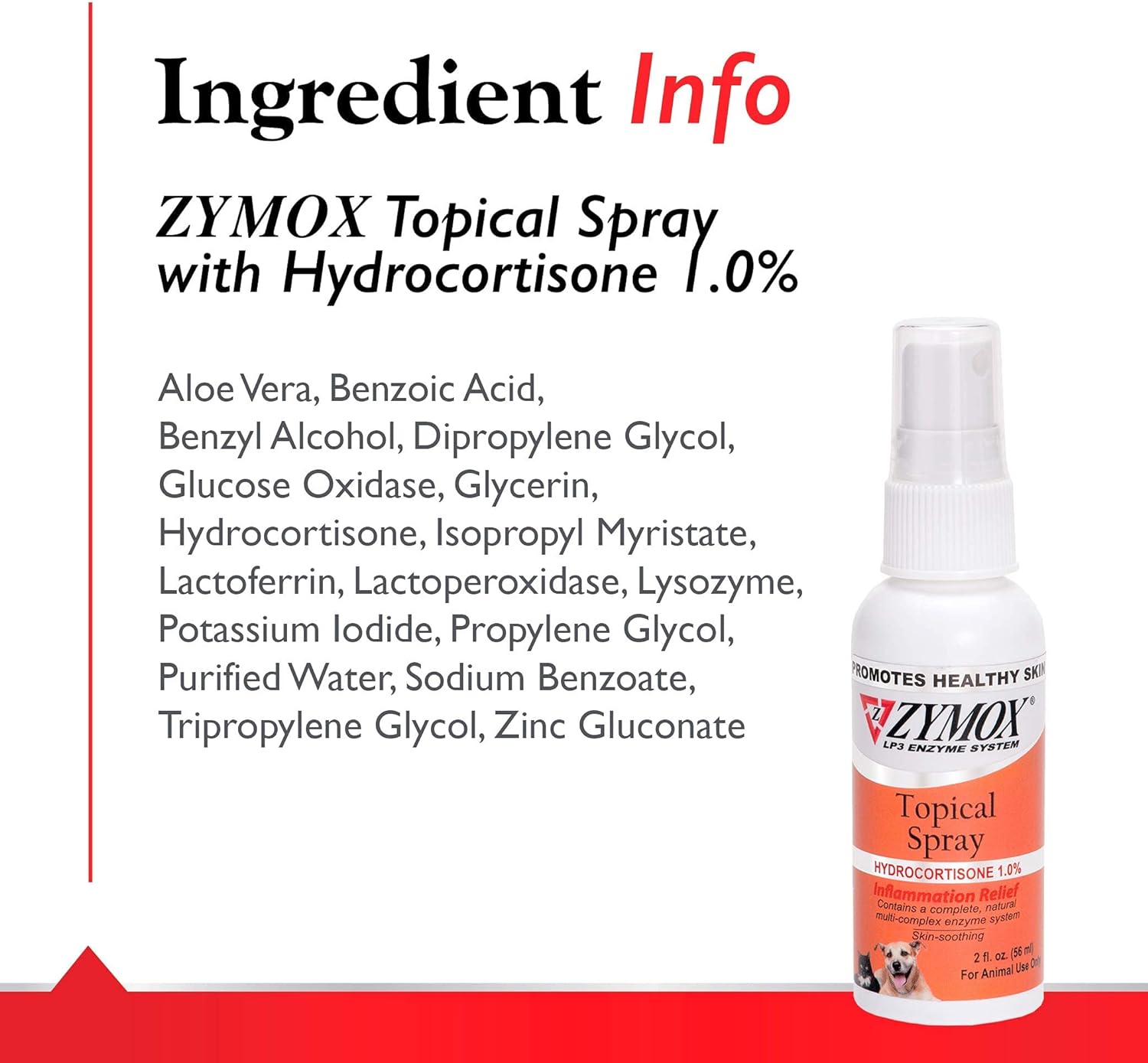 Zymox Topical Hot Spot Spray for Dogs and Cats with 1% Hydrocortisone, 2oz : Pet Supplies