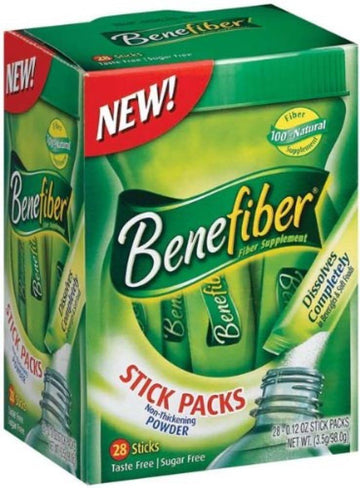 Benefiber Fiber Sugar-Free On the Go Stick Packs, Unavored, 28 ea (Pack of 5)