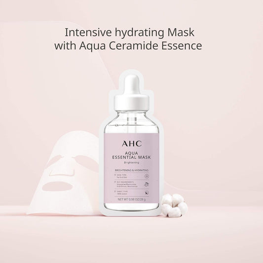 Ahc Face Mask Aqua Essentials Hydrating And Brightening For Dull Skin 100% Cotton Sheet, 5 Count
