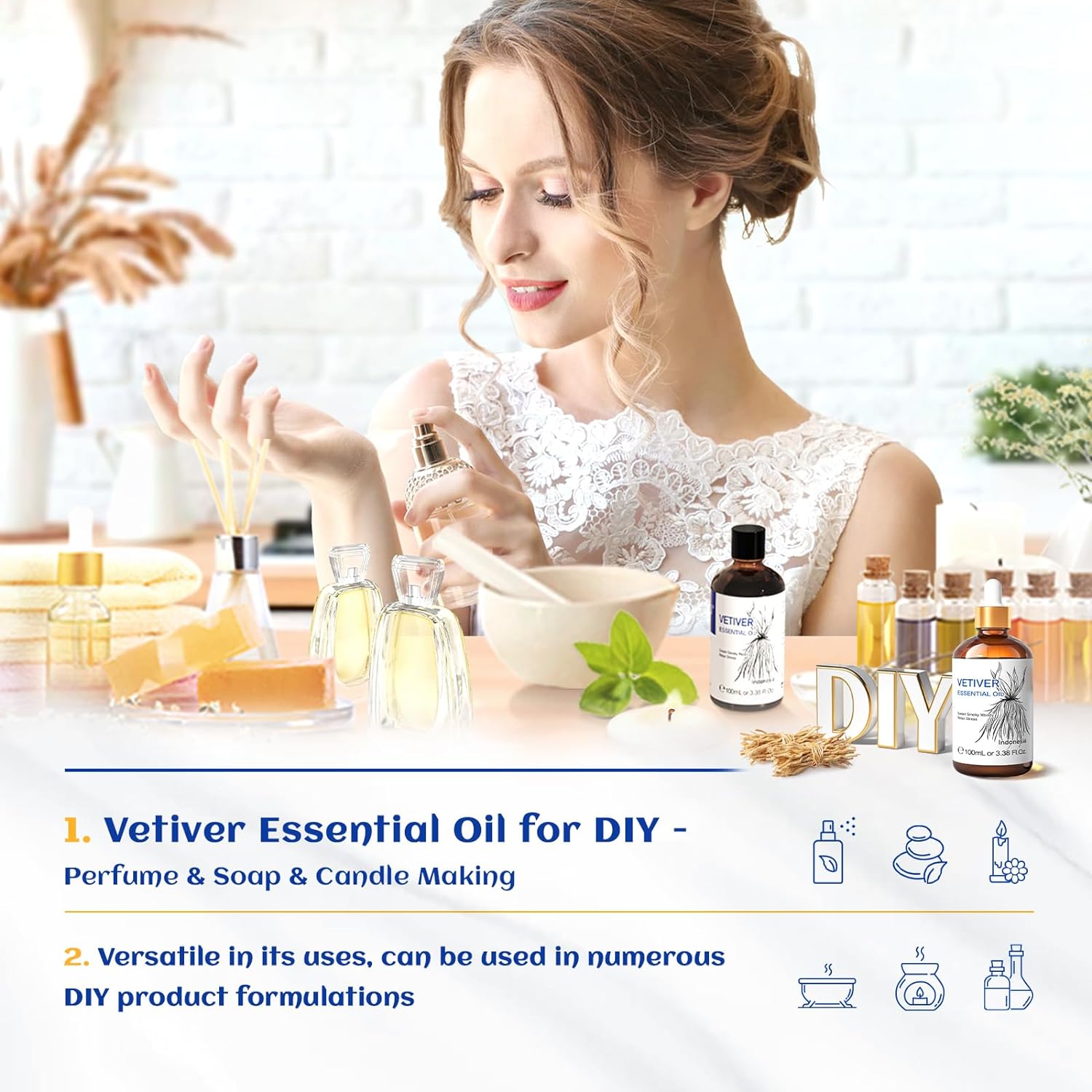 HIQILI Vetiver Essential Oil, 100% Pure Natural for Diffuser- 3.38 Fl Oz. : Health & Household