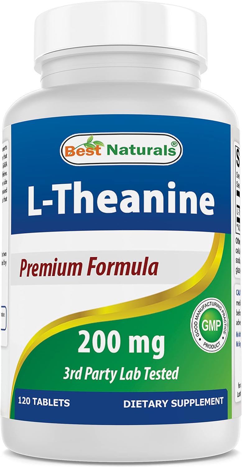 Best Naturals L-Theanine 200Mg Per Tablet (400Mg Per 2 Tablets) - Promotes Relaxation Without Drowsiness - 120 Vegetarian Tablets - (120 Count (Pack Of 1))