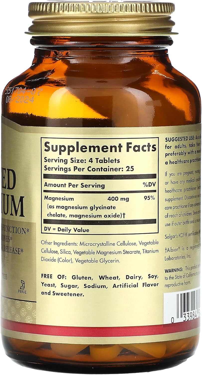 Solgar, Chelated Magnesium Prop 65, 100 Tablets
