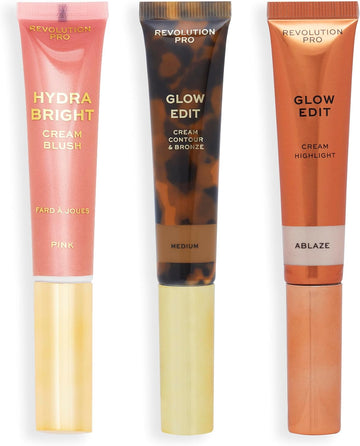 Revolution Pro, Crème Gezichtsstick Trio, Crème Contour, Blush & Highlighter Make-Up Set, Light