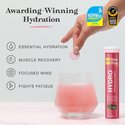 Fourfive Hydration Tablets (Berry) Low Calorie Vitamin Electrolytes, Vegan, Magnesium & Calcium, Sports Hydration - 1X20 Effervescent Tablets