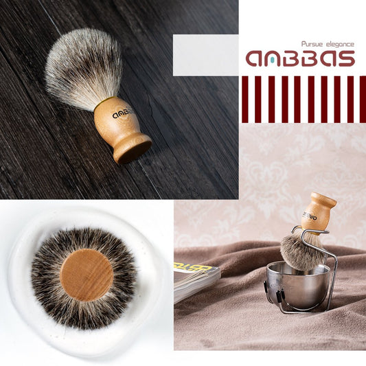 Anbbas Badger Hair Shaving Brush With Wood Handle,Goat Milk Shaving Soap 100G,Stainless Steel Shaving Stand And 2 Layers Shaving Bowl Perfect For Men Gift