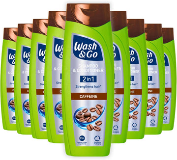 Wash & Go Caffeine 2 In 1 Shampoo & Conditioner, Men'S Hair Shampoo, For All Hair Types, Bulk Pack X 9 Bottles