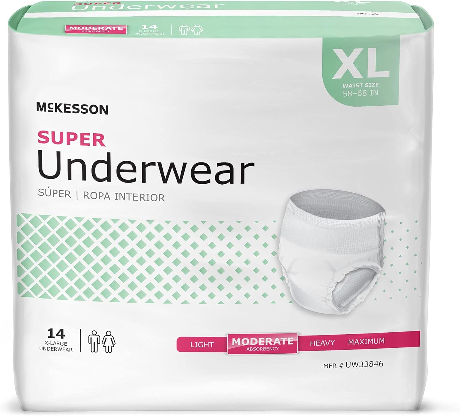 McKesson Super Underwear, Incontinence, Moderate Absorbency, XL, 56 Count