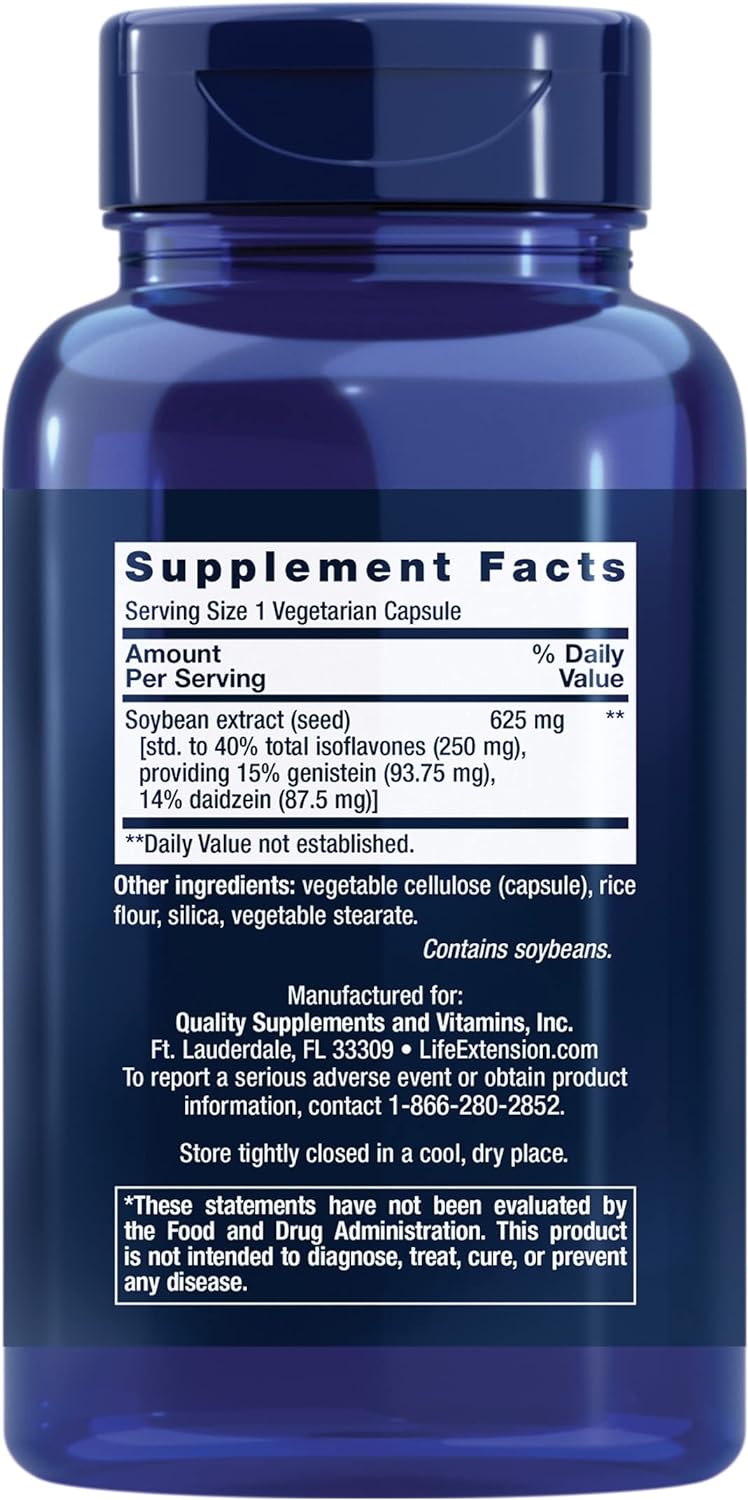 Life Extension Ultra Soy Extract - Soy Isoavones Supplement for Women - Post Menopause Bone and Heart Health Support Formula – Non-GMO, Gluten Free, Vegetarian – 60 Capsules