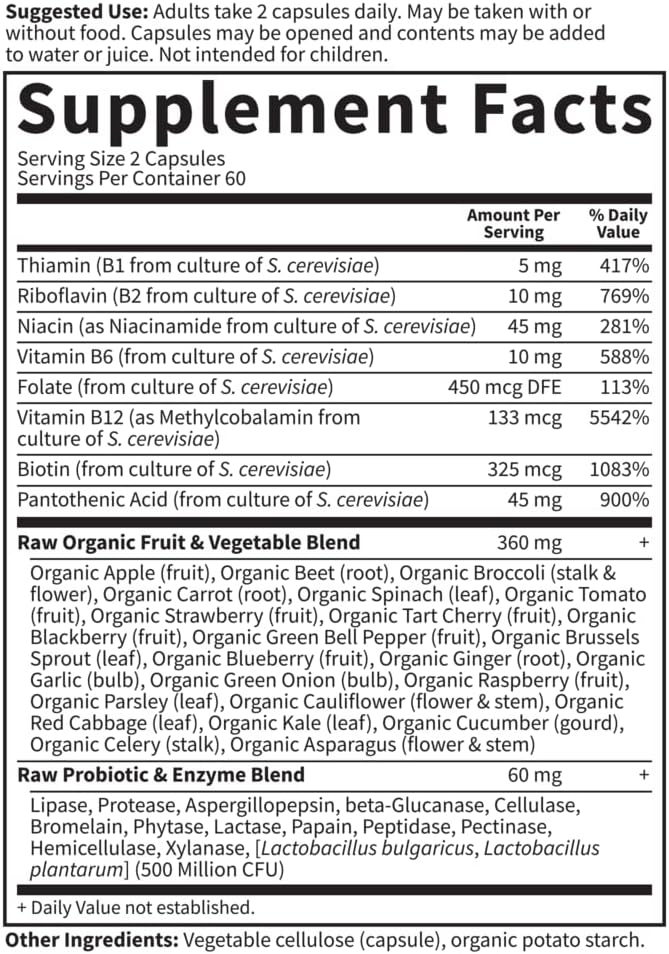 Garden of Life Vitamin B Complex - Vitamin Code Raw B Complex - 120 Vegan Capsules, High Potency B Complex Vitamins for Energy & Metabolism with B6, Folate & B12 as Methylcobalamin plus Probiotics : Health & Household