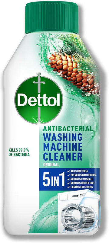 Dettol Washing Machine Cleaner, Original Pine, 250Ml, Drum Descaler, Limescale Remover, Antibacterial, Lasting Freshness, Disinfectant, Laundry