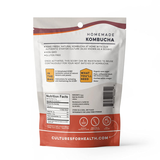 Cultures For Health Dehydrated Scoby Kombucha Starter | Diy Fizzy Fermented Tea Probiotic Drink | Heirloom Culture Makes Limitless Batches | Dairy Free Gluten Free Vegan Superfood | Ph Strips Included