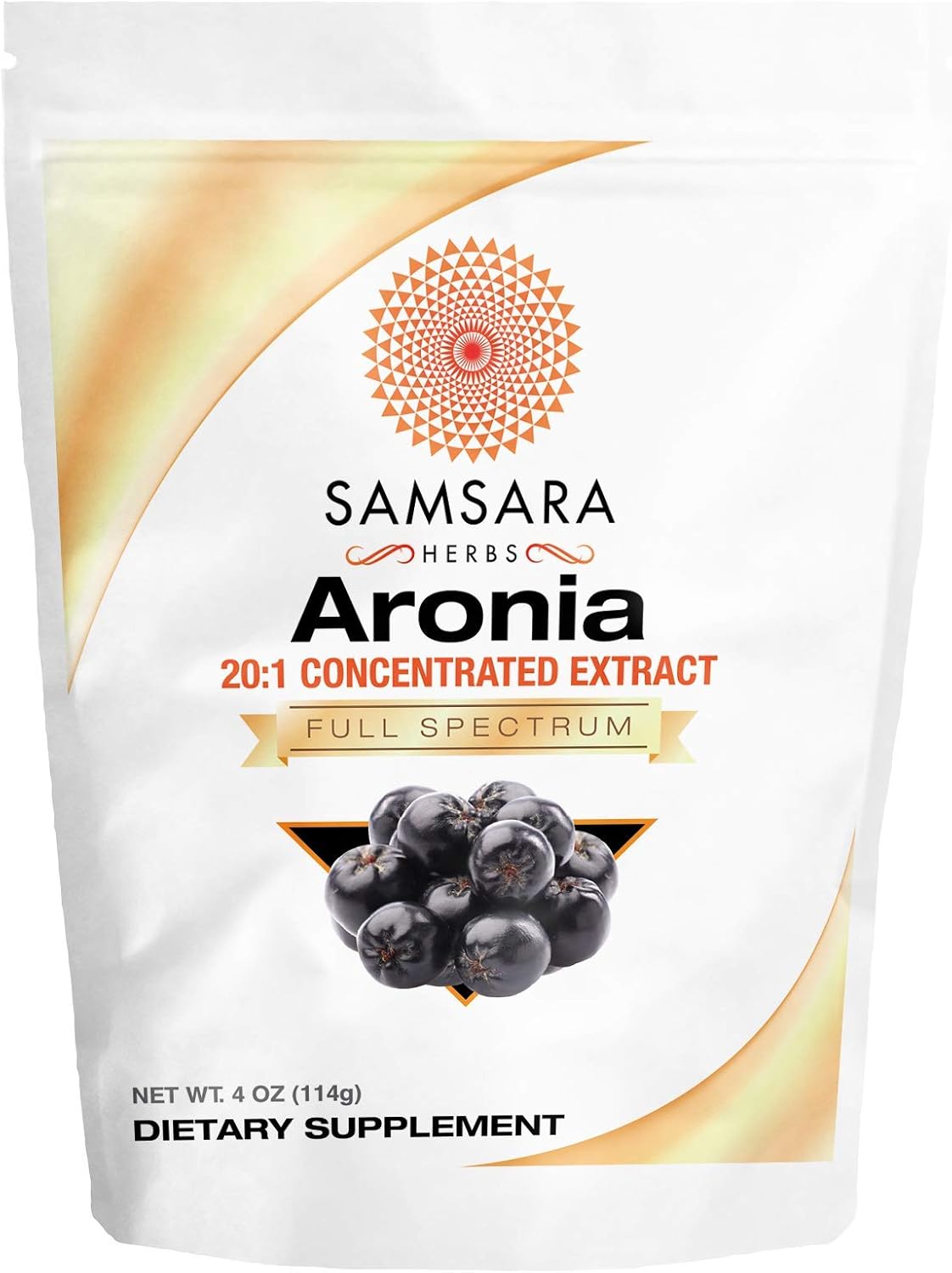 Aronia Berry 20:1 Extract Powder (4Oz/114G) - Antioxidant, Flavonoids And Polyphenols Supplement - High Orac - Native American Berry - Improved Wellbeing