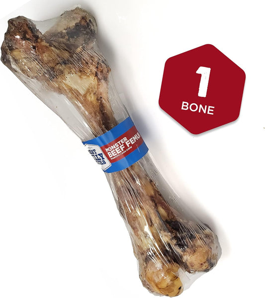 Best Bully Sticks Meaty Monster Jumbo Dog Bone - All-Natural, Usa Baked Large Dog Bone Chew - Promotes Dental Health - Single-Ingredient, 100% Grass-Fed Beef Femur Bone