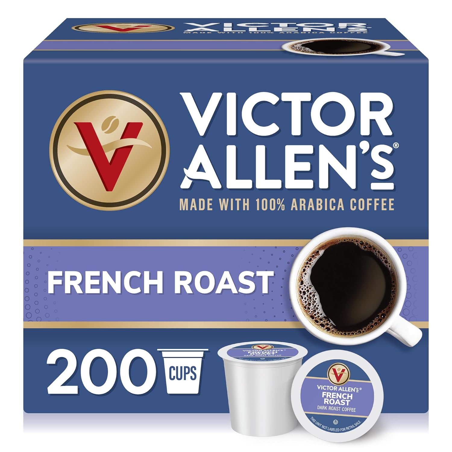 Victor Allen'S Coffee French Roast, Dark Roast, 200 Count, Single Serve Coffee Pods For Keurig K-Cup Brewers