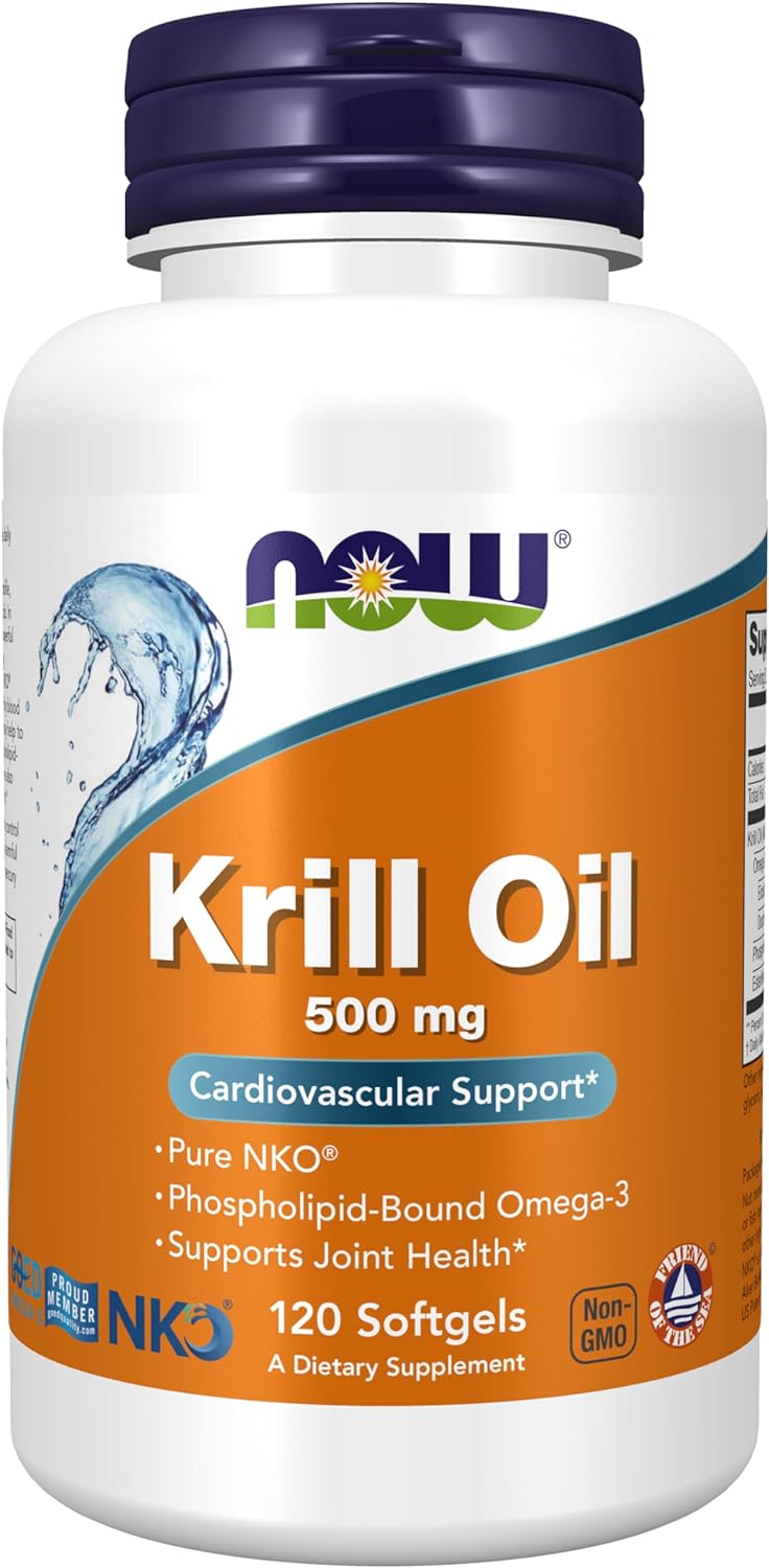 NOW Supplements, Neptune Krill Oil 500 mg, Phospholipid-Bound Omega-3, Cardiovascular Support*, 120 Softgels