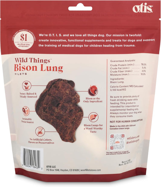 Otis Bison Lung Filets For Dogs | Protein Packed, Pasture-Raised, Grass-Fed Bison Dog Treats Healthy Dog Treats - Wild Things | 4 Ounce Bag