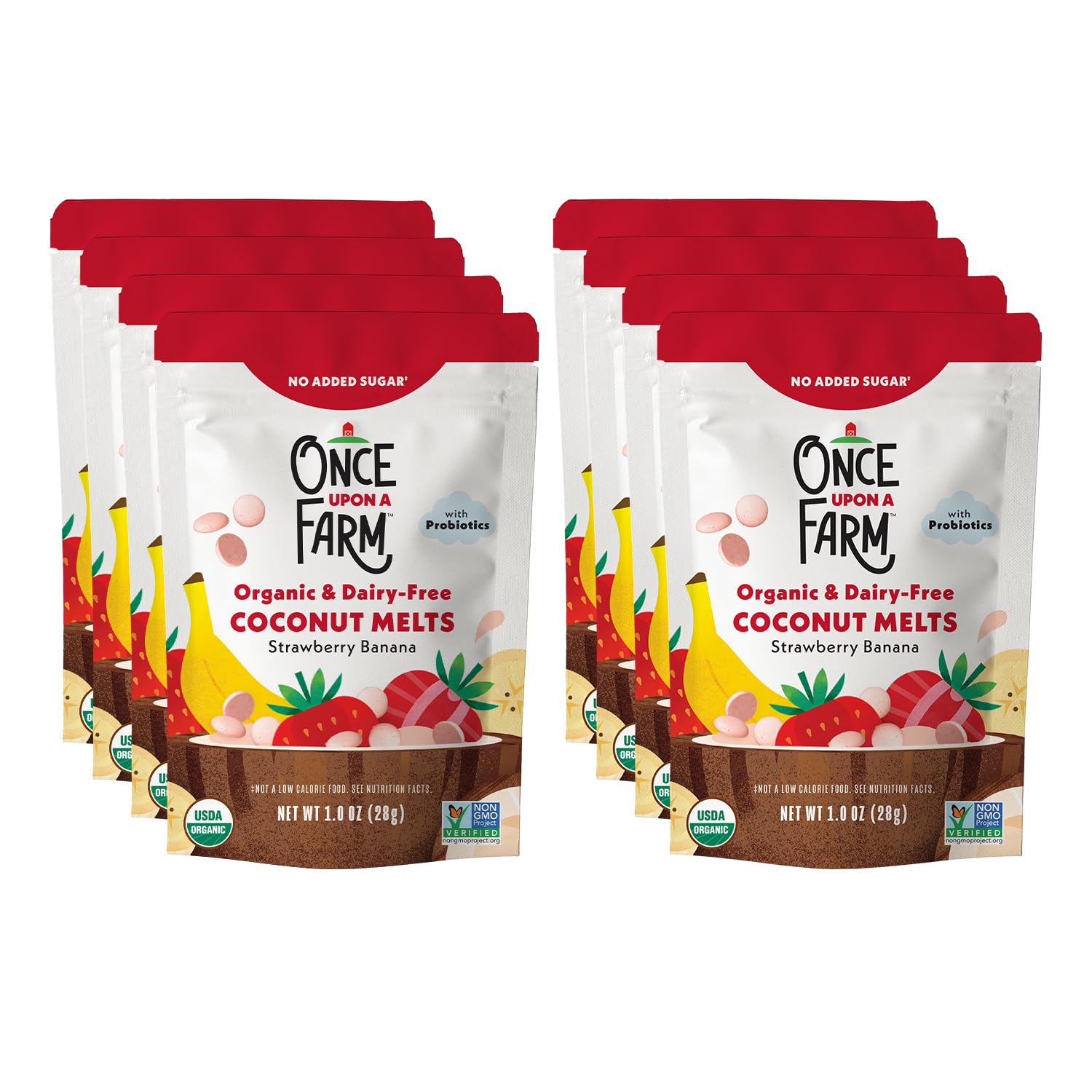 Once Upon A Farm Organic Coconut Melts, Strawberry Banana, 8Ct