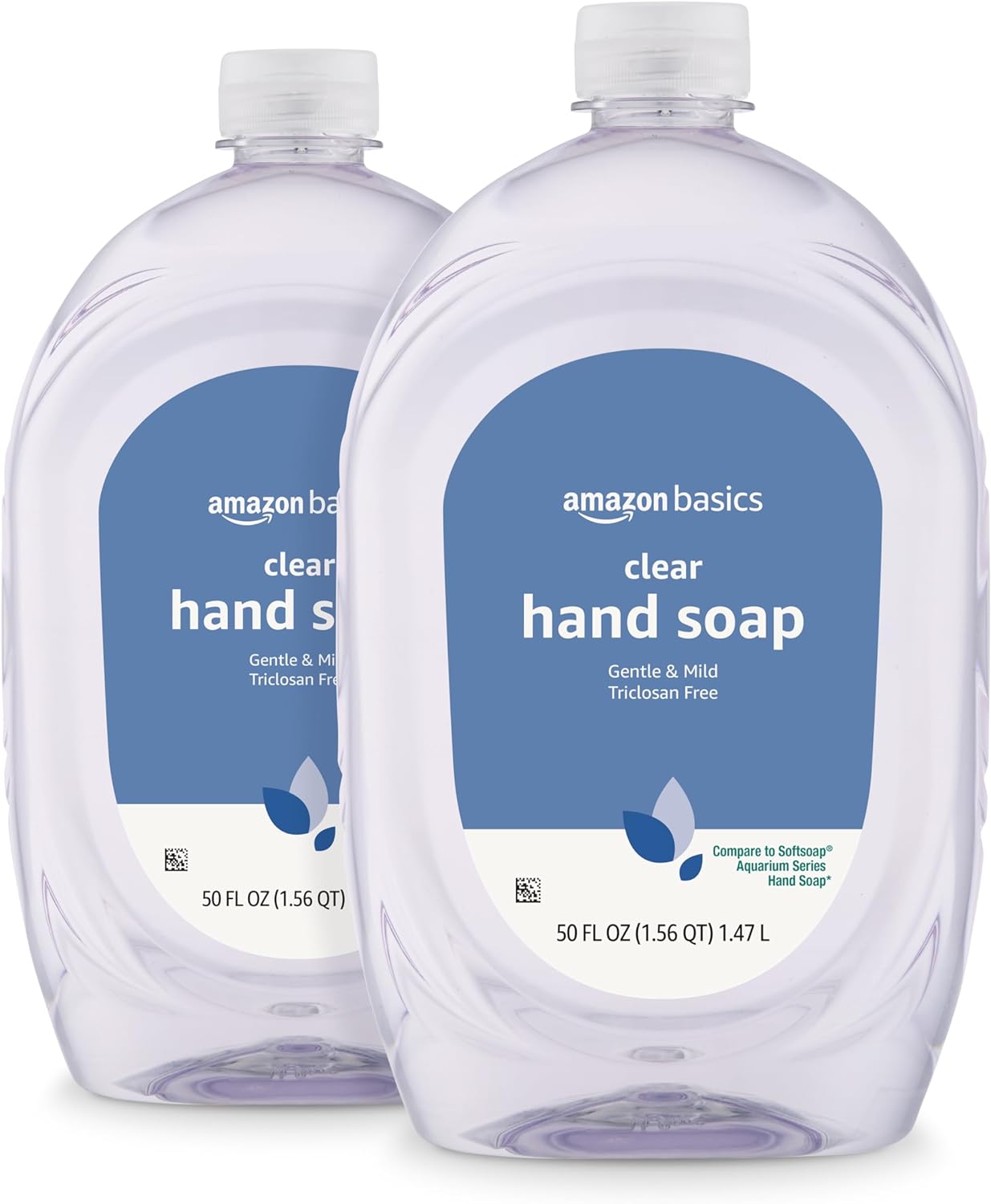 Amazon Basics Gentle & Mild Clear Liquid Hand Soap Refill, Triclosan-Free, 50 Fl Oz (Pack Of 2) (Previously Solimo)