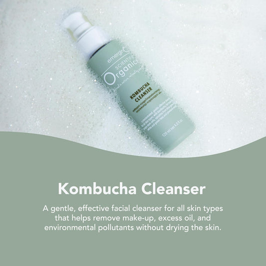 Scientific Organics Kombucha Cleanser - Nutrient Powerhouse Face Wash With Aloe Vera + Plant Stem Cells To Help Visibly Improve Skin Tone + Texture (4 Oz, 120 Ml)