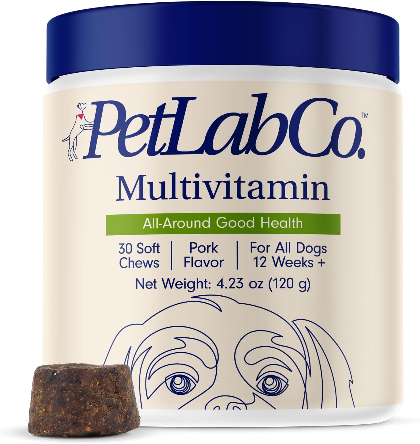 Petlab Co. 22 In 1 Dog Multivitamin - Support Dog'S Immune Response, Skin, Coat, Joints & Overall Health - Vitamins A, E, D, B12, Minerals, Antioxidants - Chewable Pork Flavor