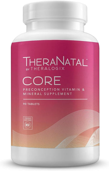Theralogix TheraNatal Core Preconception Vitamin Supplement - 90-Day Supply - Fertility Support Supplement with Folate, Vitamin D3, Choline & More* - NSF Certified - 90 Tablets