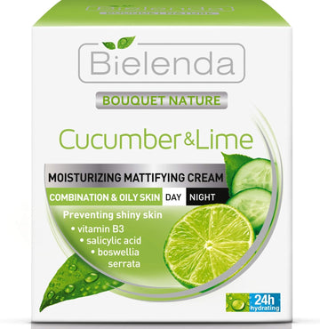 Bielenda Bouquet Nature Cucumber And Lime Day / Night Mattifying Face Cream For Combination And Oily Skin