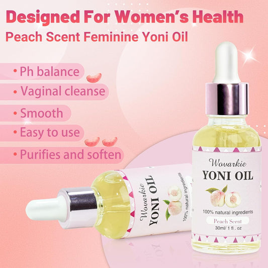 3 PCS Yoni Oil Yoni Bar Soap Set for Women pH Balance, Feminine Oil Feminine Wash Vaginal Moisturizer Odor Eliminator, Natural Feminine Care, 2 * 1fl. oz Yoni Essential Oil, 1* Yoni Bar 3.53oz?Peach?