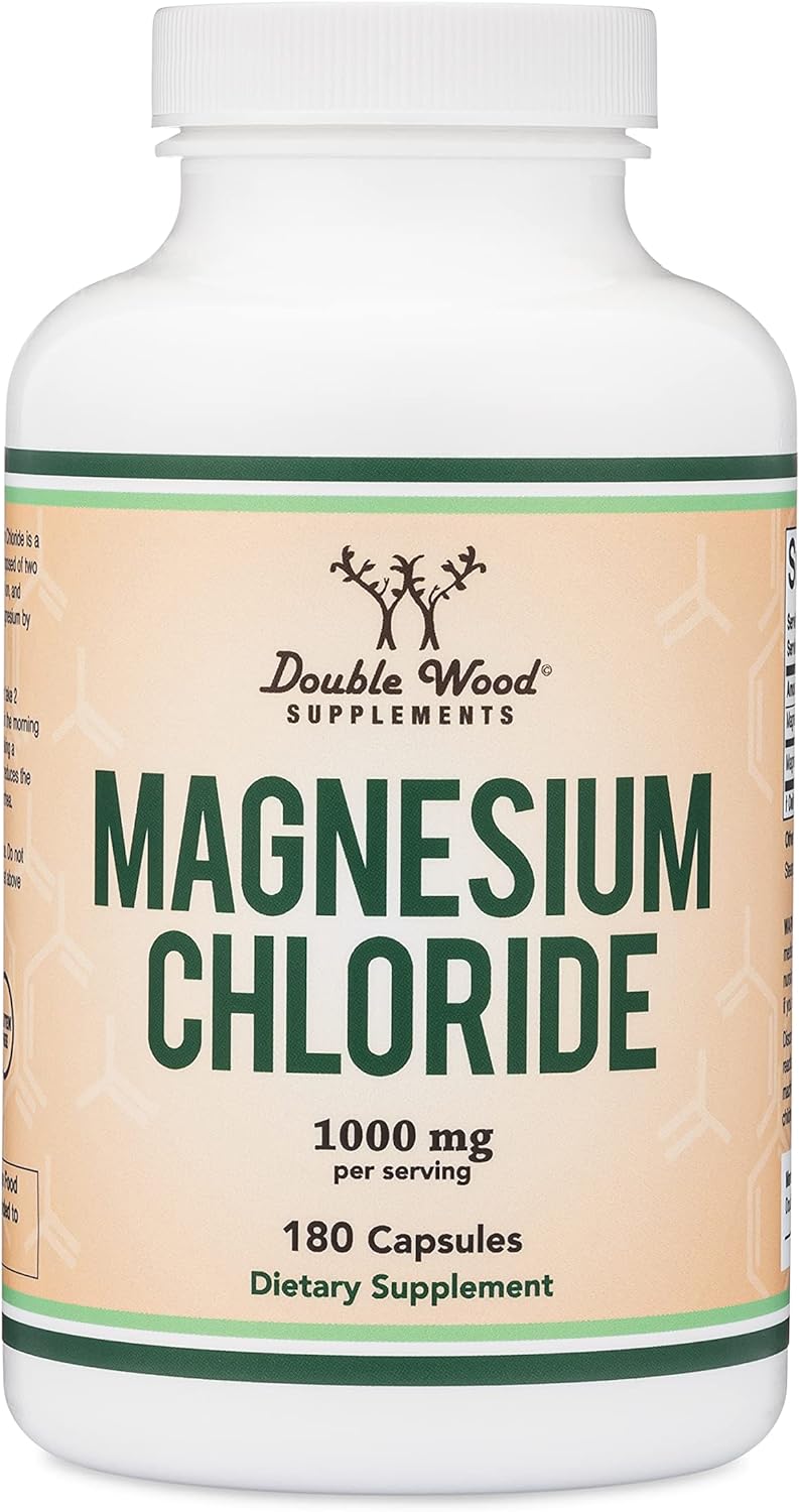 Magnesium Chloride (Cloruro De Magnesio) - 180 Capsules, 1,000mg Per Serving, Supports Digestive and Bone Health - Non-GMO and Gluten Free by Double Wood Supplements : Health & Household
