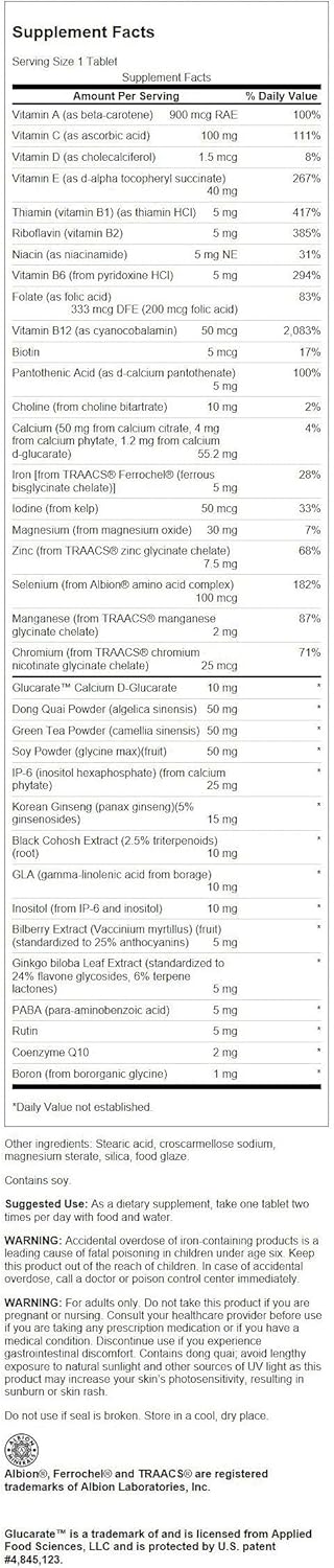 Swanson Multi Women'S Prime Multivitamin Multimineral Energy Immune Hormone Balance Wellbeing Health Supplement 90 Tablets (Tabs) (3 Pack)